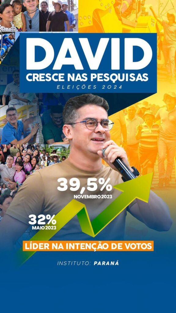 Nova pesquisa de instituto nacional aponta crescimento de David Almeida, com liderança ampliada em todos os cenários eleitorais
